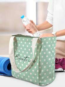 Customized Canvas Yoga Mat Tote Bag, Yoga Mat Storage Bag, Personalized Gym Backpack, Pilates Studio Bag - Mint Green - View 6