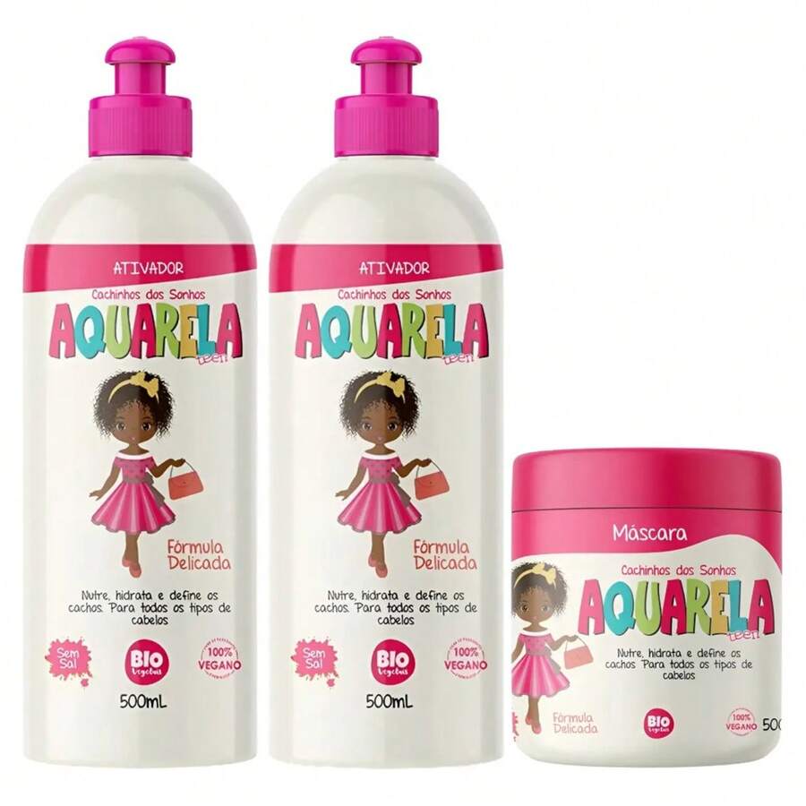 Kit 2x Ativador De Cachos + Máscara Aquerela Cachinhos Teen - Ativador De Cachos + Máscara Aquerela - Visão 1