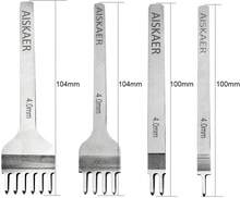 Aiskaer Leather Stitching Punch Set, Diamond Chisel Tools, 4mm White Steel 1_2_4_6 Prong For Leather Craft DIY - White - View 2