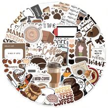 50pcs INS Style Coffee Aesthetic Art Stickers, Cartoon Stickers For Stationery, Phone, Notebook Decoration - A - View 3
