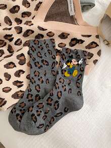 1/5 Pairs Disney Socks, Mickey Socks, Minnie Mid-Calf Socks, Cartoon Series Cute Cool Unisex Style, Premium Mid-Calf Socks, Printed With Disney Mickey Pattern, Perfect Holiday Gift, Random Shipment - Multicolor - View 6