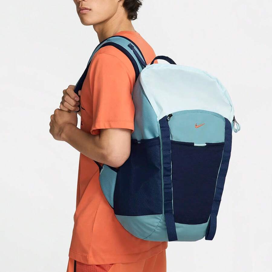 Mochila de tela versátil y casual de moda Nike, tamaño grande, estilo unisex para pareja, denim azul real & azul marino oscuro DJ9677-464 - Azul menta - Ver 1