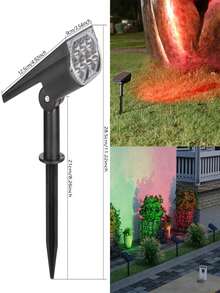 1pc Waterproof 7-LED Solar Spotlight, Dual-Use As Floodlight And Landscape Light, Suitable For Yard, Garden, Statue, Fountain, Outdoor Decorative Lighting, Autumn Home Decor - Black - View 11