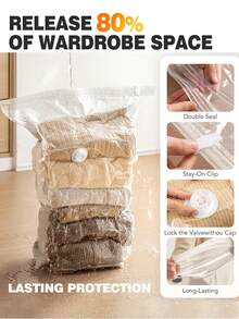 5/3/1pc Squeeze-Style Vacuum Storage Bags, Thickened Clothing Storage Bags, Suitable For Travel Storage, Closet Bedding, Clothing Organization, Compression Storage Bags, Dorm Storage - Clear - View 2