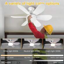 2 Piazes Ventilador de techo para con control remoto Pequeño ventilador de bombilla LED, bombillas de ventilador creativas para reemplazo, luz ambiental para el hogar, dormitorio,súper silencioso, viento fuerte, cabeza de luz E27, con función de memoria - cristal - Ver 7