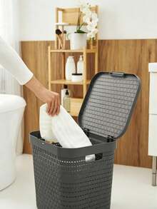 Large-Capacity 38L Rattan-Style Laundry Basket With Lid And Breathable Design. It Is Moisture-Proof And Durable, Ideal For Storing Dirty Clothes And Sundries To Keep Your Home Tidy. - View 4