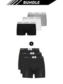 Calvin Klein [حزمة] بوكسرات قطنية حديثة 3 عبوات + ملابس داخلية 3 عبوات سراويل رجالية - رمادي / أبيض / أسود + أسود - مشاهدة 1