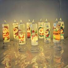 4pcs LED Electronic Candle Lights, Santa Claus Christmas Tree Decor Transparent Candle Night Light, Christmas Decor Candles, Create Christmas Atmosphere, Party Decor, Candle Model And Base Model, With Detachable Base (Pattern Random), Room Decor, Christmas Decor, Christmas Lights, Bedroom Decor, Home Decor, Party Decor, Holiday, Christmas Gift, Thanksgiving, Christmas Tree Decorations - Warm Color - View 12
