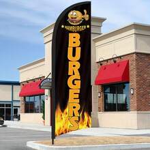 RXDAMTECH Commercial Hamburger Feather Flag, 8.2FT Outdoor Advertising Curved Banner (Includes Flag Pole And Ground Stake) - Tear-Resistant Polyester Hamburger Sign For Stores And Events - Advertising Flag - View 7