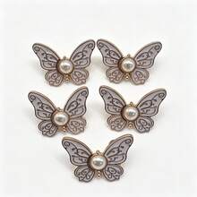 5pcs Patterned Butterfly Waist Buckle Detachable Elastic Buckle Suitable For Pants, Cuffs And Collars, Multi-Functional Seamless Large To Small Waist Buttons - Multicolor - View 9