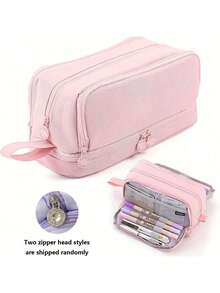 Large Capacity Pencil Case, Beautiful And Practical, Office Stationery Storage Bag, Simple And Durable, Multi-Functional Design, , First Day Of School - Multicolor - View 13