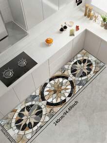 1pc Vintage Floral Marble Pattern Diatomaceous Earth Kitchen Anti-Slip Mat 3.5mm, Cuttable, Absorbent & Anti-Fatigue, Kitchen Rug Bathroom Mat Hallway Entryway Outdoor Garden Indoor Small Carpet Toilet Mat - Multicolor - View 15