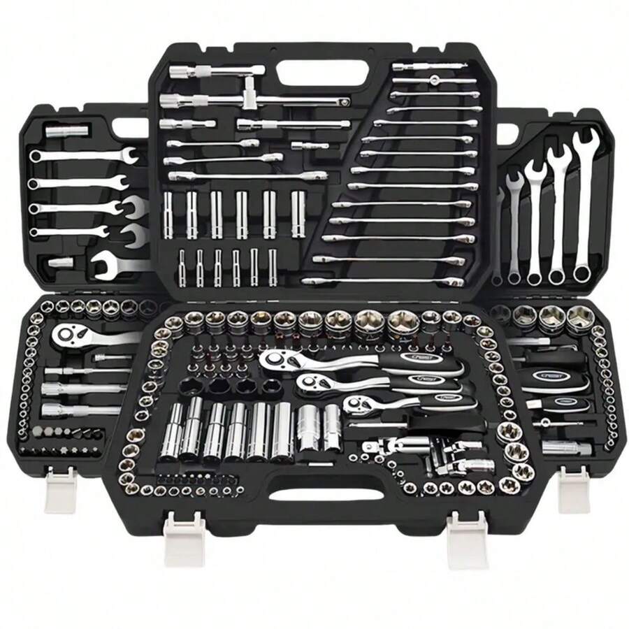 115/46pcs Car Repair Tool Set, Bicycle & Car Repair Tool Kit: Ratchet Torque Wrench, Wrenches, Screwdrivers, Socket Set - Perfect For Bicycle And Car Repair! - Multicolor - View 1