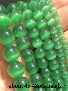 1 Strand Natural Selenite Round Beads, Cat Eye Selenite Loose Beads Accessories For Diy Jewelry Making Bracelet Necklace 6 8 10mm - Light Green - View 16