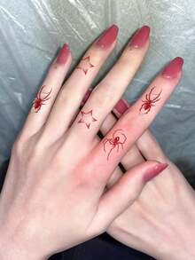 3PCS Red Diamond Stickers + Butterfly Spider Pattern Halloween Makeup Costume Party Gift Waterproof Face Tattoo Stickers - Multicolor - View 3