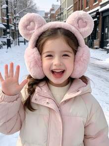 1pc 3-14Y Winter Children Cartoon Girls Ear Muffs, Cold-Proof Headwear Student Ear Protection Warm, Cute Heart-Shaped Ears, Suitable For Boys And Girls, Cold Winter - 1PCS - View 7