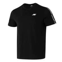 Skechers Serie de colores lisos | Camiseta de manga corta con cuello redondo, cómoda, resistente a las arrugas y versátil, ideal para los desplazamientos diarios del hombre. - Negro - Ver 7