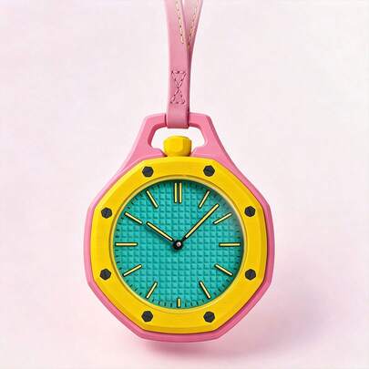ZOEA 1 pieza Reloj Colgante Octagonal Creativo, Llavero de Cuarzo Multifuncional con Correa, Colgante de Bolso y Mochila, Accesorio de Moda, Regalo Ideal para Amigos en 8 Colores