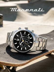 Maserati Seiko VD33 日系機芯 三盤日期與24小時顯示 43mm 拋光不鏽鋼休閒賽車正裝腕錶 R8853151010 - 銀色 - 查看 4