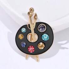 Broche de paleta con esmalte goteado de aceite y strass creativo 1 pieza - Multicolor - Ver 6