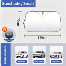 1pc Foldable Reusable Car Front Windshield Sun Shade, Sturdy Metal Frame, Black Blackout Design, Heat-Insulating Car Sun Shade, Essential Summer Accessory, Effectively Blocks Sunlight And Lowers Interior Temperature - A - View 4