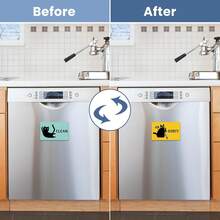 HSSPIRITZ Funny Cat Cute Cartoon Clean Dirty Dishwasher Magnet, Washing Machine Magnet Flip, Black Cat Kitchen Refrigerator Clean Dirty Sign, Double Sided Strong/Non Scratch For Mom - ColorA - View 4