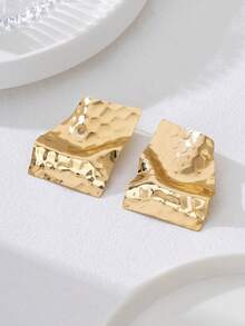 1 Pair Exaggerated Asymmetric Geometric Stud Earrings, Women's Earrings, Suitable For Personalized, European And American Style - Yellow Gold - View 2