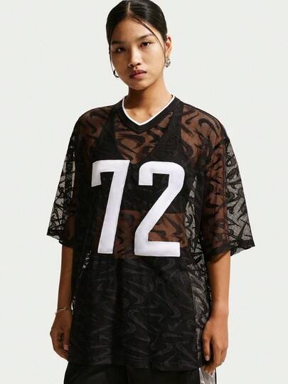 Nike Camiseta de manga corta para mujer AS W NK CHILL WVN LACE JERSEY, de punto, sin cuello, corta TIM8388-010