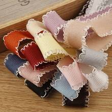 Cinta tejida de unicolor con borde de doble diente y diseño calado, cinta tejida acanalada para moño DIY, accesorio para el cabello, embalaje de regalo y decoración de pasteles - Multicolor - Ver 3