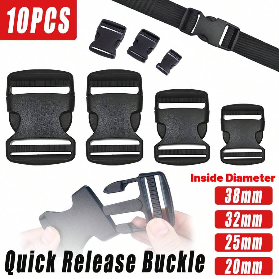Aimall Women Bag Accessories - 10pcs Black Plastic Buckle Clips For School Bag Backpack Strap - Women Bag Accessories - 10pcs - View 1