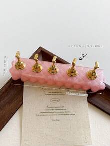 美甲装饰品，交叉边框非磁性美甲配件，仿贝壳白色和粉色长方形底座，配套方形和椭圆形透明粉色高品质甲片，5件套美甲展示架，韩式美甲饰品，美甲展示工具 - 彩色 - 查看 52