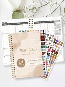 1本 2026年7月-2028年6月 A5 (5.7" X 8") 週計畫與月計畫本，時間可視化，每日行程記錄，月度學年筆記本，提升工作效率，返校與辦公用品，教師禮物，男士、學生筆記本 - 彩色 - 查看 3