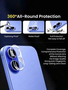 3 piezas Protector de lente de cámara trasera de vidrio templado, compatible con iPhone 16/16 Plus -17 17 Pro 17 Pro Max 17 Air 18Promax 18Pro Protección transparente de alta definición y cobertura completa - transparente - Ver 4