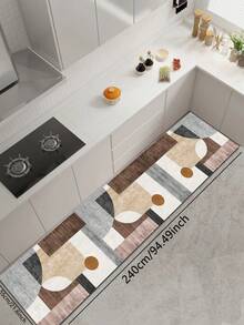 1pc Morandi Geometric Color Block Diatom Mud Mat, 3.5mm Cuttable, Sponge Layer For Water Absorption And Cushioning, Rubber Non-Slip Bottom, Wear-Resistant And Dirt-Resistant, Minimalist Style Suitable For Kitchen, Bathroom, Entryway And Multiple Scenarios - View 10