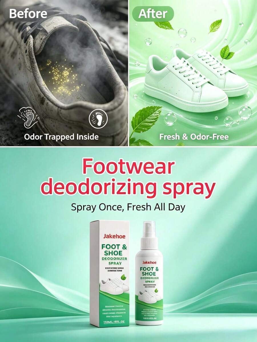 Shoe Deodorizing Spray, Odor And Smell Cleaning, Gentle Formula, Portable Daily Deodorizing Spray