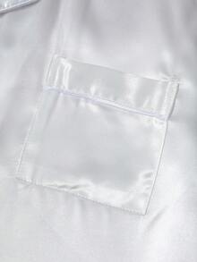 情人節多件式純色緞面女款睡衣套裝，柔軟緞面居家休閒服 - 彩色 - 查看 4