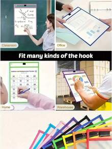 OBOVAY 1/2/4/6/8/10pcs Reusable Dry Erase Pockets, Large Size Writable And Erasable Pockets, Transparent Plastic File Sleeves, Teacher School Classroom Supplies, Learning Supplies, Back To School - A - View 1