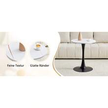 60 Cm Round Side Table / European Style Small Dining Table / MDF Dining Table / Non-Slip And Quiet Table Legs / Suitable For Living Room And Dining Room - 白色+黑色 - 查看 11
