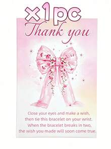 Gender Reveal Party Supplies: Pink Bow Wish Bracelet - Suitable As Baby Shower Party Favor Or Children's Party Return Gift - Pink - View 13