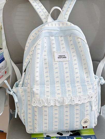 1 pieza Mochila de gran capacidad con lazo de nylon, bolso de viaje casual de moda para estudiantes, escuela y desplazamientos, unisex