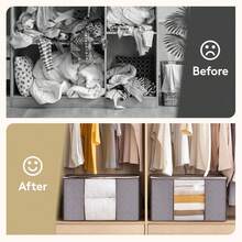 6 Pack Clothes Storage, Foldable Storage And Organization, Storage Bins With Lids, Blanket Storage , Closet Storage With Reinforced Handles For Clothing, Bedding. - View 3