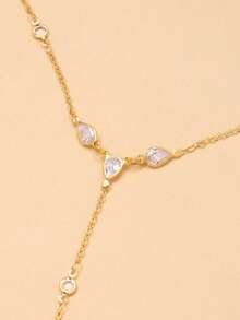 outingfit 1pc Rhombus Daily Long Pendant Necklace For Women, European And American Style, Suitable For Evening Party, Beach, Party, Fashionable And Versatile Chest Chain Necklace - Multicolor - View 5
