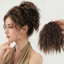 Wavy Curly Chignon Hair Bun With Rubber Band Synthetic Curly Hair Bun Extensions Wig Fluffy Hairpiece For Women Daily Party Use - Multicolor - View 1