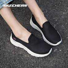 Skechers Women's Openwork Breathable Mesh Cloud Foam Sole Slip-On Cushioned Walking Shoes, Lightweight Sports Shoes - Black - View 4