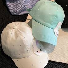 1pc New Cute Rabbit Polka Dot Mint Green Baseball Cap For Women, Spring/Summer Versatile Wide Brim Face-Slimming Sun Protection Baseball Cap - Multicolor - View 10