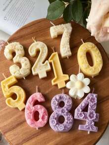 SikeSike 1pc Embossed Number Silicone Mold, Number Birthday Cake Mold, DIY Birthday Cake Decoration, Aromatherapy Candle, Chocolate Lollipop Making Silicone Mold - White - View 9