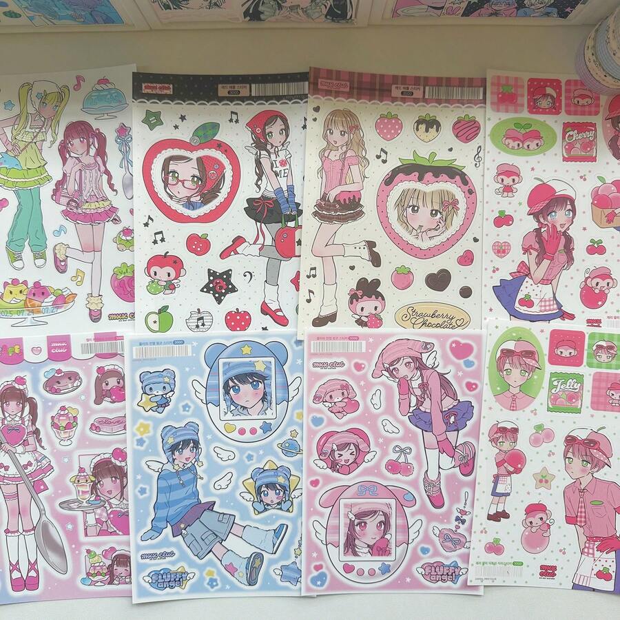1/9 張韓式甜美酷感可愛卡通動漫貼紙,DIY 裝飾貼紙,適用於計畫本、日記本、剪貼簿 - 彩色 - 查看 1