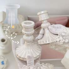 SILIKE LUFEI 1 buah Cetakan Silikon Tanah Liat Motif Garis Vertikal Romawi untuk Alas Lilin, Cocok untuk Membuat Lilin Resin, Plaster, Produk Aromaterapi, Dekorasi Rumah, dan Pajangan Silikon. - Cetakan dasar lilin bergaris Romawi - View 1