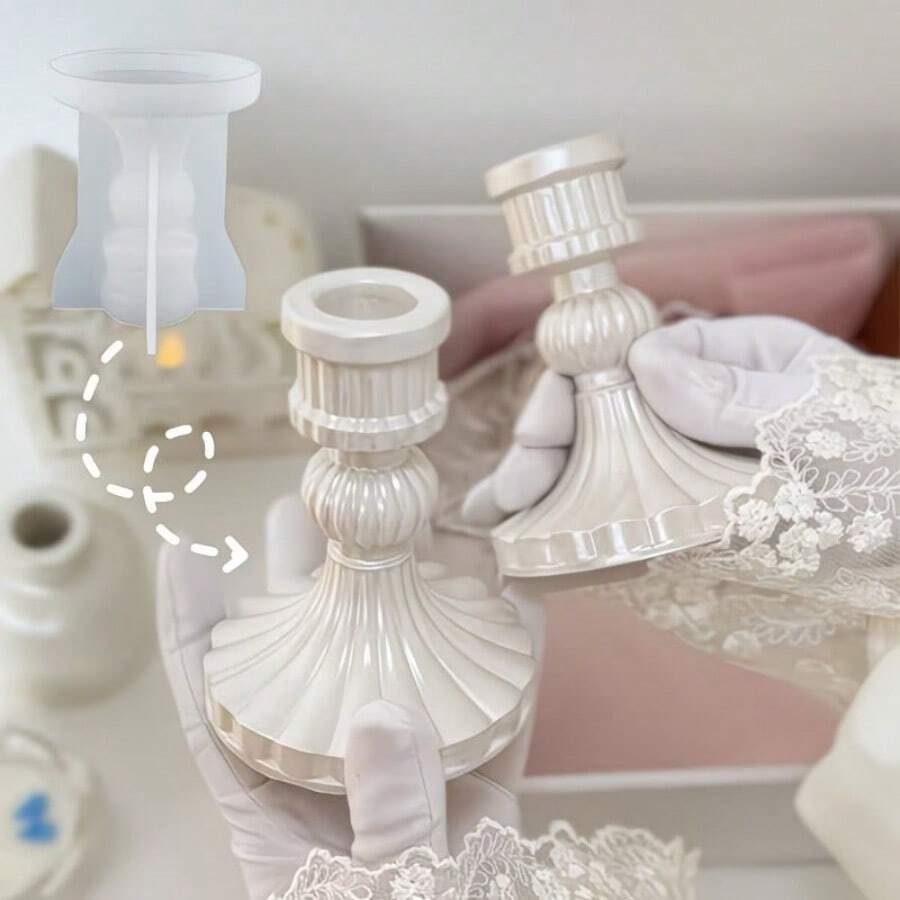 SILIKE LUFEI 1 buah Cetakan Silikon Tanah Liat Motif Garis Vertikal Romawi untuk Alas Lilin, Cocok untuk Membuat Lilin Resin, Plaster, Produk Aromaterapi, Dekorasi Rumah, dan Pajangan Silikon. - Cetakan dasar lilin bergaris Romawi - View 1