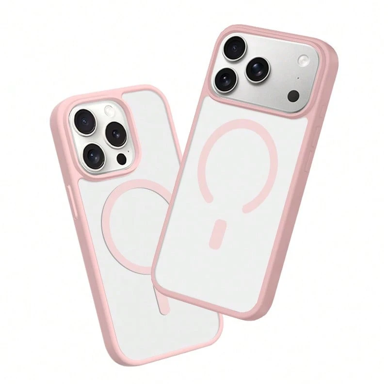 Miniso Magsafe磁吸充電適用於iphone17/17pro/17promax/17air/16promax/15pro/15promax/14/13/15pro/12pro/16plus簡約透明保護套相容apple - 粉色 - 查看 1